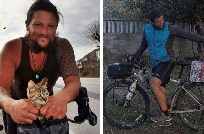  Un homme écossais décide de traverser le monde à vélo seul, mais il trouve un chat abandonné qui l’accompagne