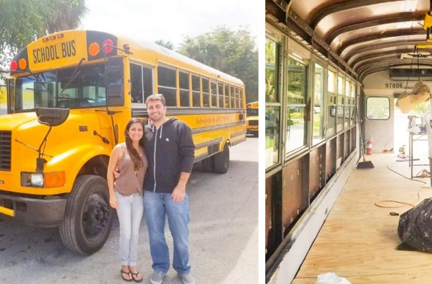  “De la vieille épave à une maison douillette !” : Un couple américain a transformé un vieux bus en camping-car