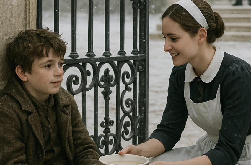 Eräs palvelustyttö löysi nälkäisen pojan kartanon ovelta… Miljonäärinaisen omistajan reaktio sai kaikki sanattomiksi.