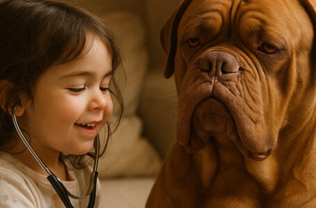 Eläinlääkäri ei voinut uskoa silmiään: pieni tyttö onnistui rauhoittamaan suuren tanskalaiskoiran pelkällä rakkaudellaan.